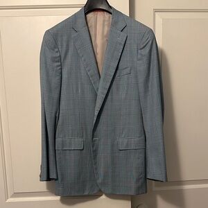 Isaia Light Blue Plaid Blazer 54L (Approx US 44L)